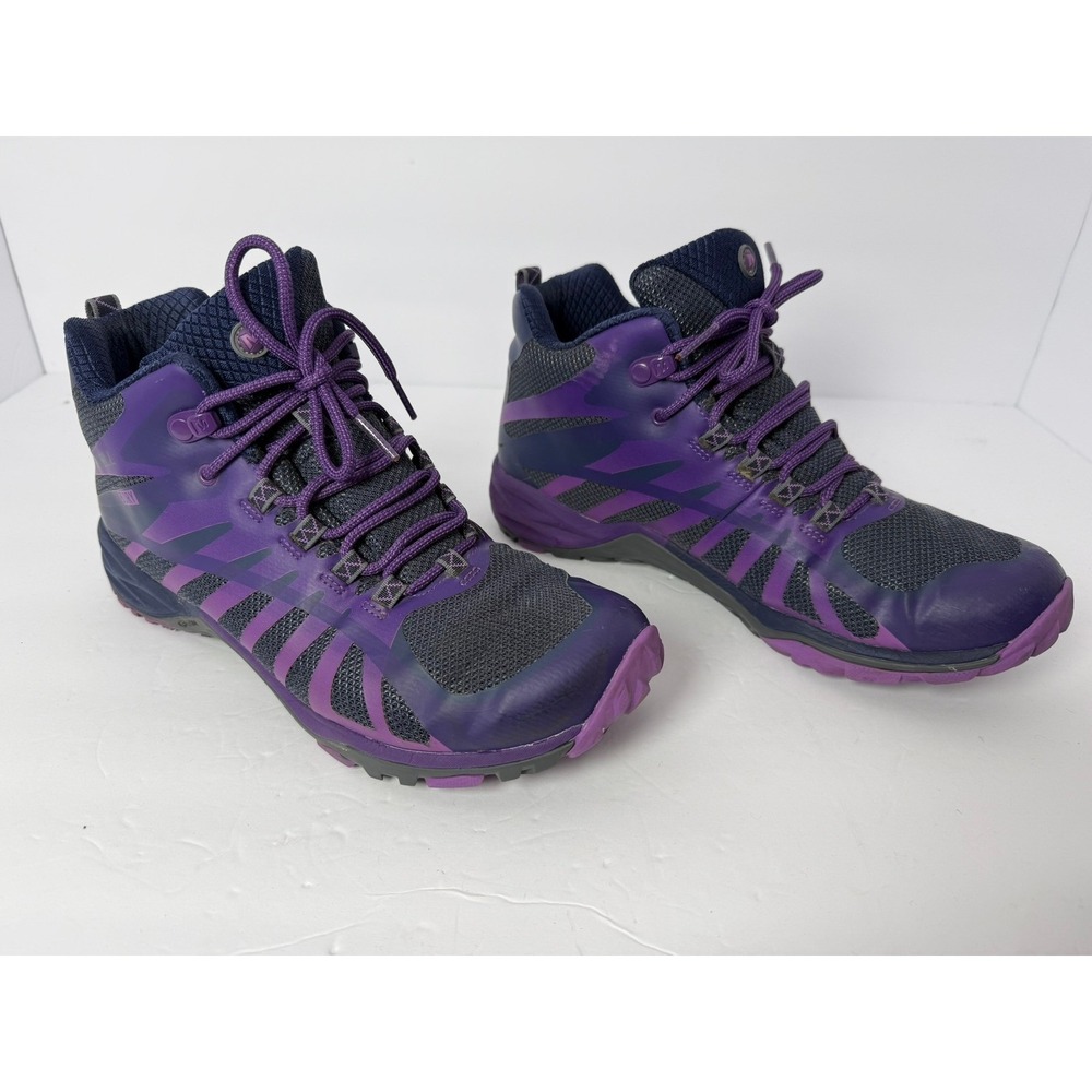 Merrell Siren Edge Q2 Mid Waterproof Purple Hiking Boots Womens 9 J65420